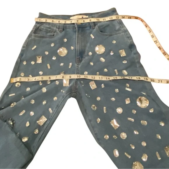 Lizette Collection Bejeweled Statement Jeans - Y2k Style Sparkle Denim Pants SM - Picture 5 of 8